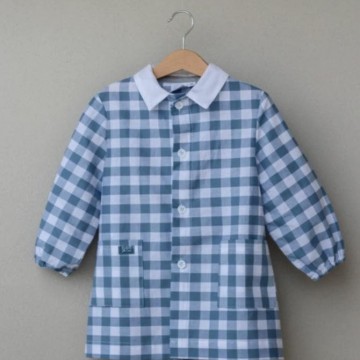 grembiule per asilo quadri azzurro - bibo 