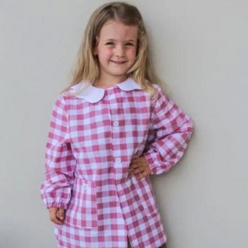 grembiule per asilo quadri rosa - bibo 