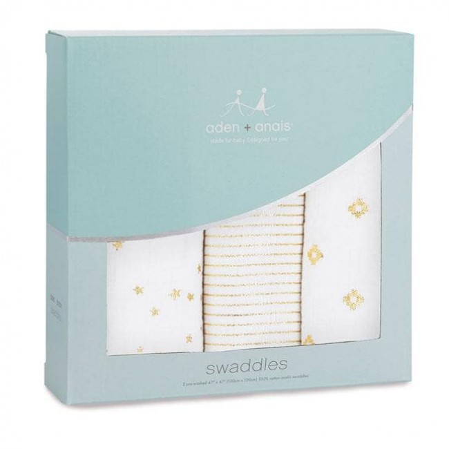 3 copertina swaddles - metallic gold 