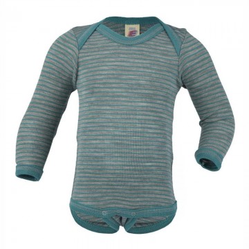 body neonato lana e seta rigato oceano 62/68 cm.