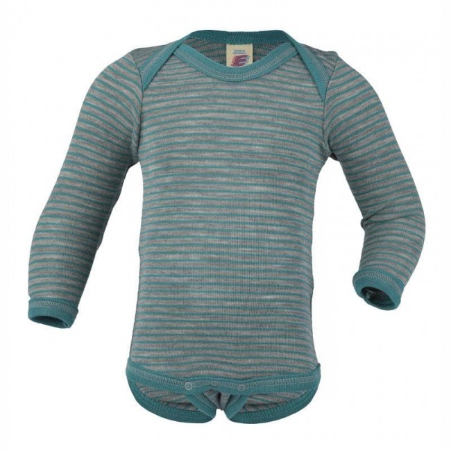 body neonato lana e seta rigato oceano 62/68 cm.