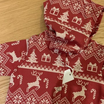 felpa con cappuccio natale rossa 6 mesi bibo 