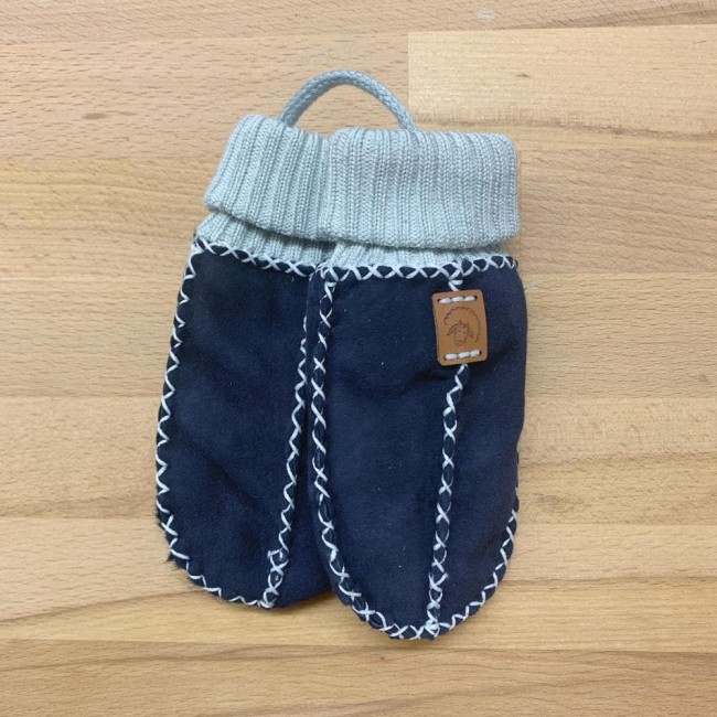 guantini neonato in pelle di agnello balu blu taglia unica 