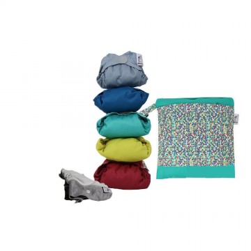 kit prova 5 pannolini lavabili popin tinta unita - tutto in due 