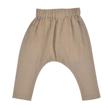 baggy pants in mussola di cotone nocciola 1-2 anni