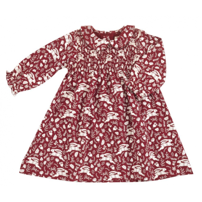 vestito rosso maniche lunghe con collare a peter pan organics 7-8 anni