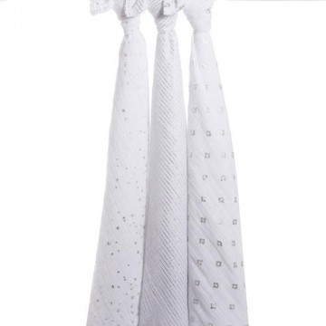 3 copertina swaddles - metallic silver 