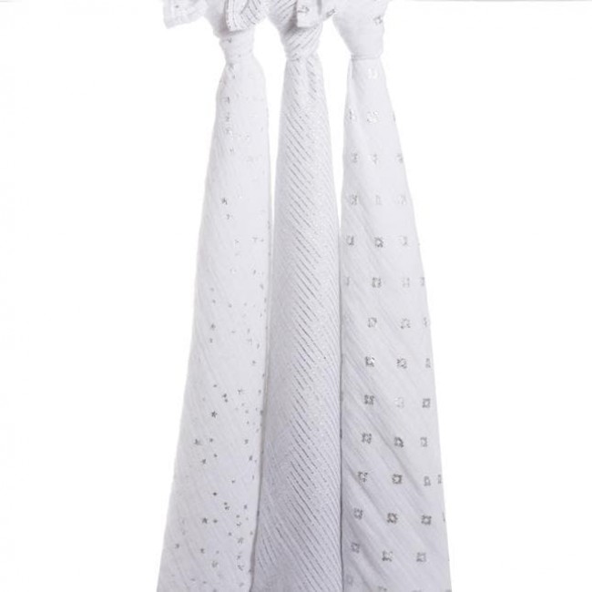 3 copertina swaddles - metallic silver 