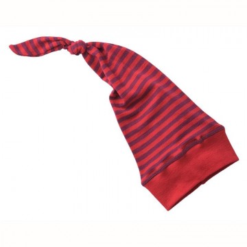 berretto in lana e seta rigato ciliegia 