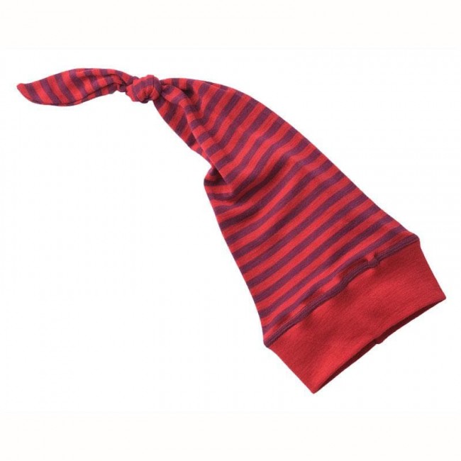 berretto in lana e seta rigato ciliegia 