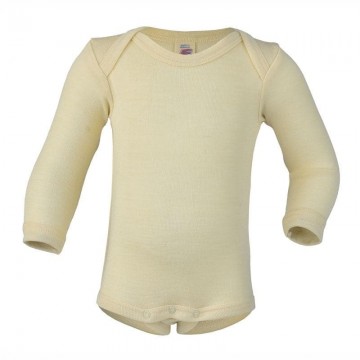 body neonato lana e seta manica lunga ecrù 74/80 cm.