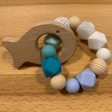 massaggiagengive e sonaglio pesce blu - silicone 