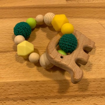 massaggiagengive e sonaglio elefante giallo - silicone 