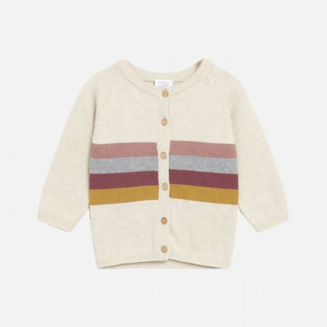 cardigan in caldo cotone righe mattone 62