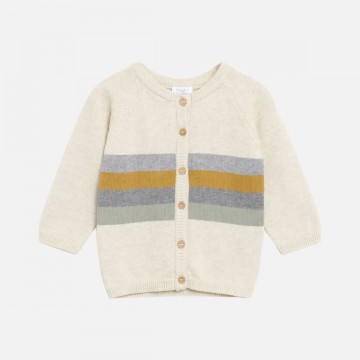 cardigan in caldo cotone righe ocra 56