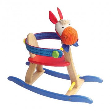 cavallino a dondolo con sicurezza in legno 