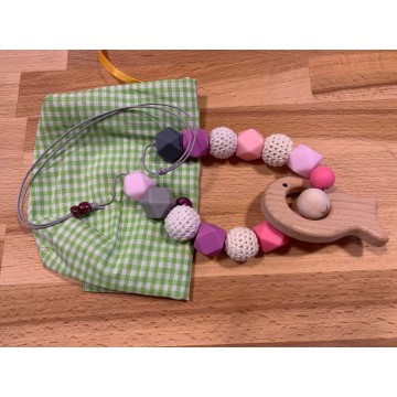 collana allattamento - rosa silicone 