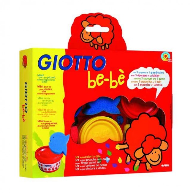 colori a dito con spugnette e grembiule  