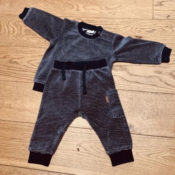 completo in velour rigato blu 56