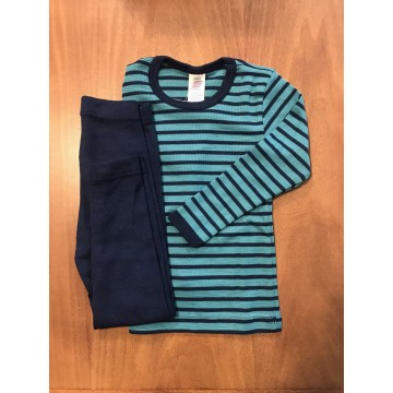 completo in lana e seta blu oceano 140