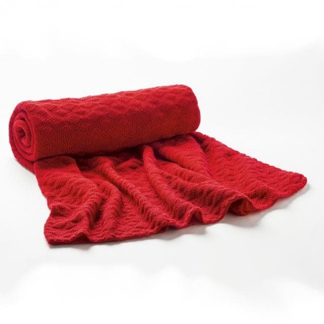 copertina neonato in lana merinos rosso 