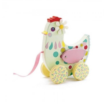 cotcotte gallina in legno da trainare 