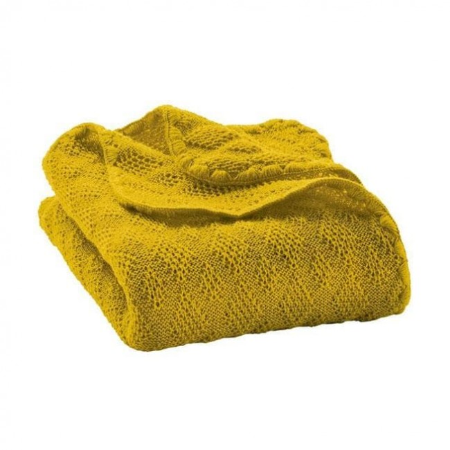 copertina neonato in lana merinos zafferano