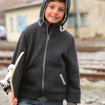 giacca outdoor in lana cotta grigio scuro 134/140