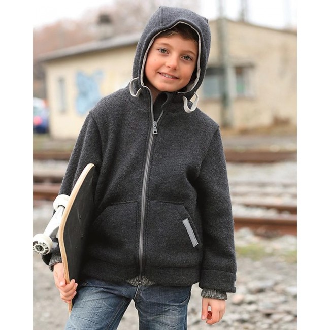 giacca outdoor in lana cotta grigio scuro 134/140