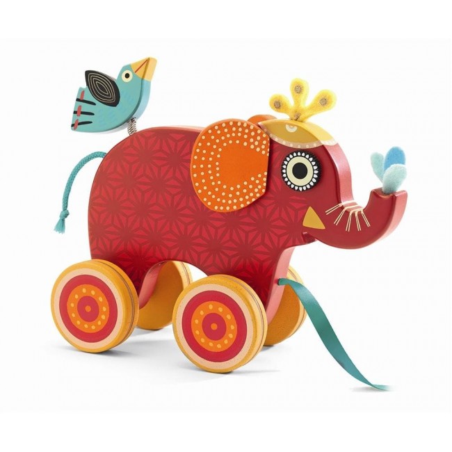 indy elefante in legno da trainare 