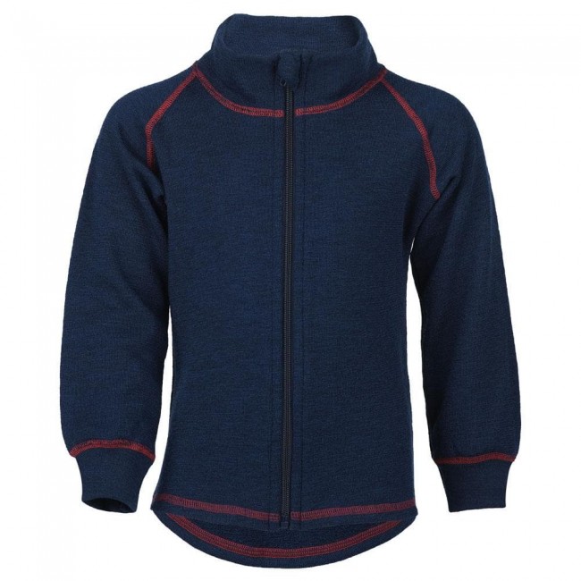 giacca per bambini con cerniera, spugna di lana e seta blu 116