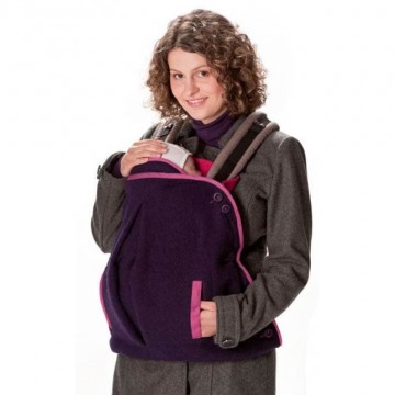 cover lana cotta per marsupio, mei tai e fascia viola e ciliegia