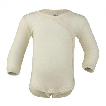 body neonato lana e seta apertura laterale ecrù 74/80 cm.