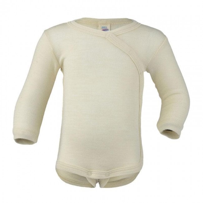 body neonato lana e seta apertura laterale ecrù 74/80 cm.