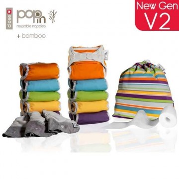 medium box 10 pannolini lavabili v2 bamboo - brights 