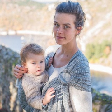 fascia porta bebé ad anelli jungle gris 70% cotone - 30% soia 