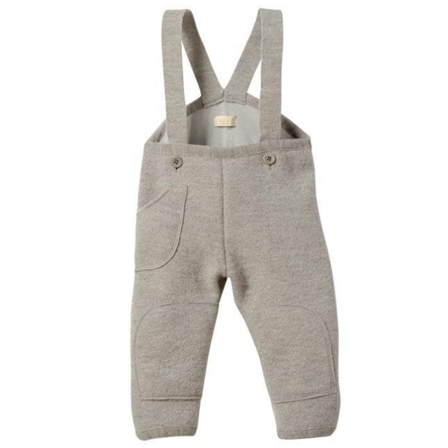 pantaloni con bretelle lana cotta grigio 86/92 cm.