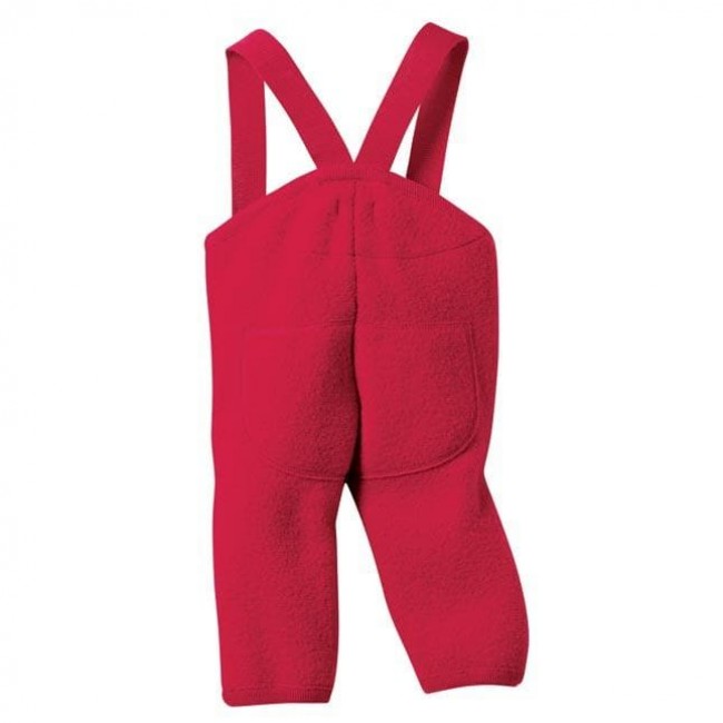 pantaloni con bretelle lana cotta rosso 74/80 cm.