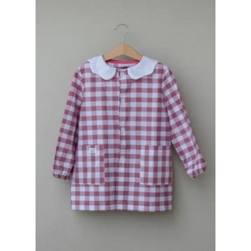 grembiule per asilo quadri rosa - bibo fatto a mano 4 - 5 anni - 110 cm bibo 