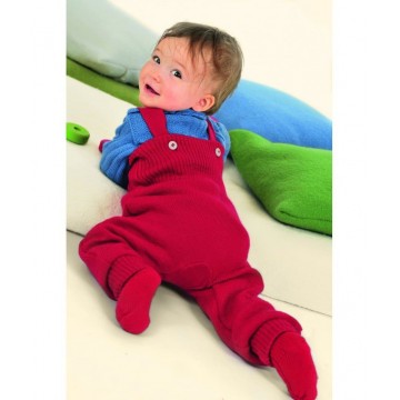 salopette lana merinos rosso 62/68 cm.