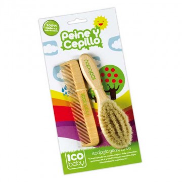 set spazzola e pettine in legno naturale  