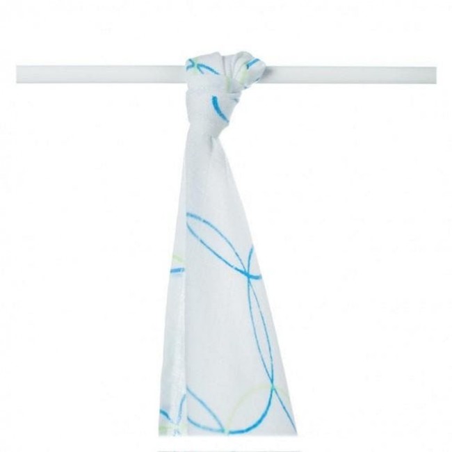 telo bagno bamboo cyan circles 