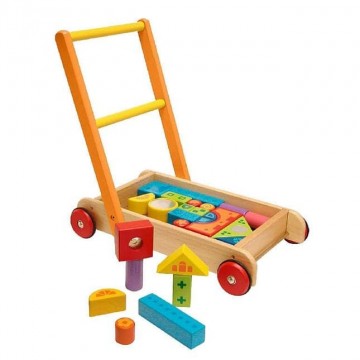 carretto primipassi con costruzioni in legno 