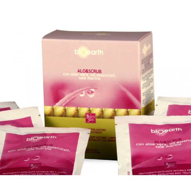 alo&scrub corpo trattamento esfoliante 5 buste da 40g bioearth the beauty seed